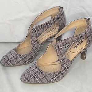 Plaid Heels with Zipper Back